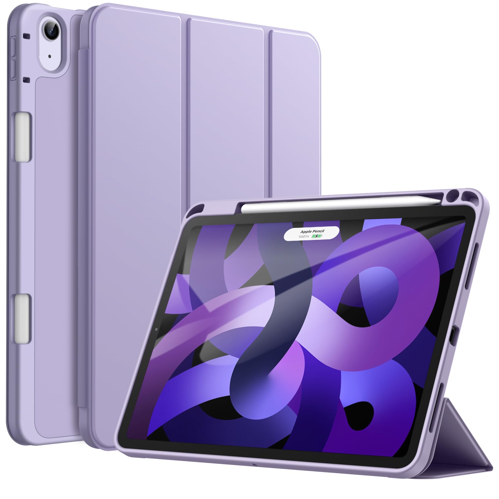 JETech Case for iPad Air 11-Inch M4/M3/M2 (2026/2025/2024), iPad Air 5/4 (2022/2020 5th/4th Generation 10.9-Inch) with Pencil Holder, Slim Tablet Cover with Soft TPU Back, Auto Wake/Sleep (Lilac) — image 1