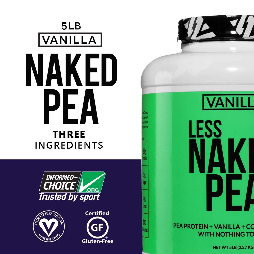 LESS NAKED PEA - VANILLA PEA PROTEIN - Pea Protein Isolate from North American Farms - 5lb Bulk, Plant Based, Vegetarian & Vegan Protein. Easy to Digest, Non-GMO, Gluten Free, Lactose Free, Soy Free: Grocery & Gourmet Food