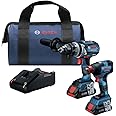BOSCH GXL18V-224B25 18V 2-Tool Combo Kit with Connected 1/4 In. and 1/2 In. Two-In-One Bit/Socket Impact Driver and Brute Tough 1/2 In. Hammer Drill/Driver