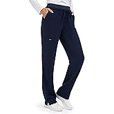 Tapata Scrub Pants for Petite Women 26"/28" Inseam Straight Leg Cargo Drawstring Bottoms with 5 Pockets