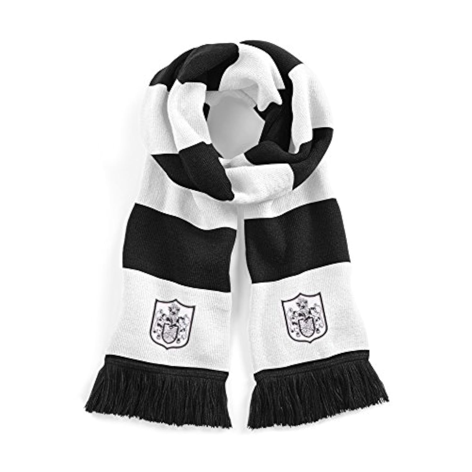 Retro Fulham 1960s Traditional Black/White Football Scarf Embroidered Logo