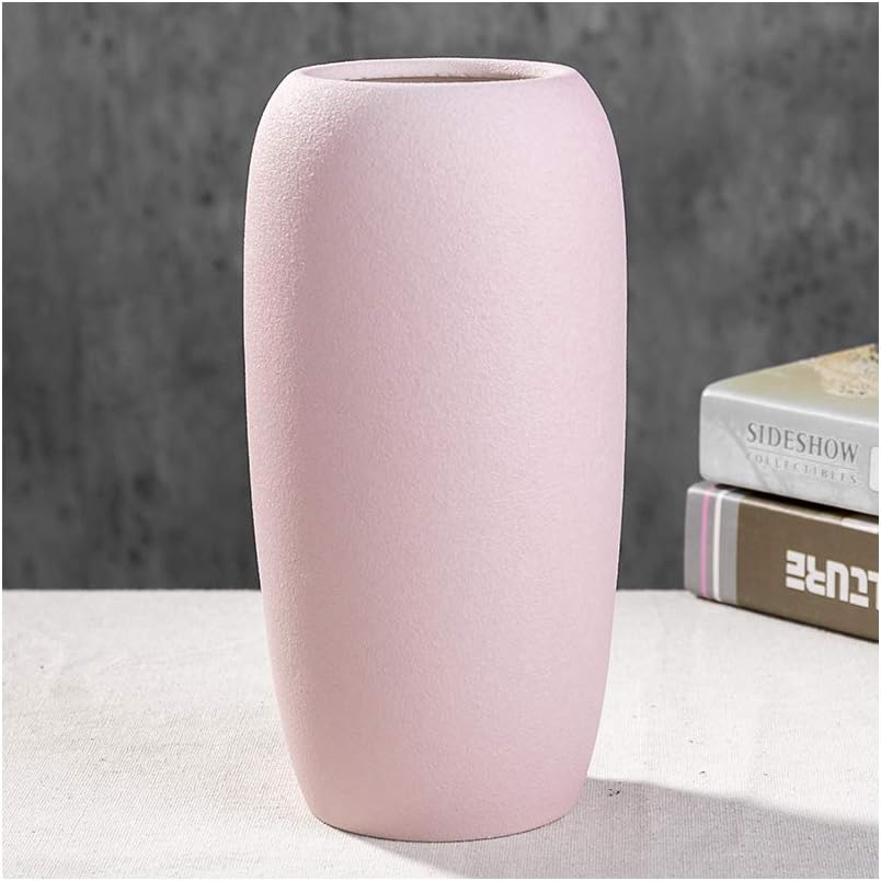 MSYOU Ceramic Vase Simple Solid Color Style Handmade Modern Geometric Decoration Home Office Wedding Decoration Jewelry (pink)