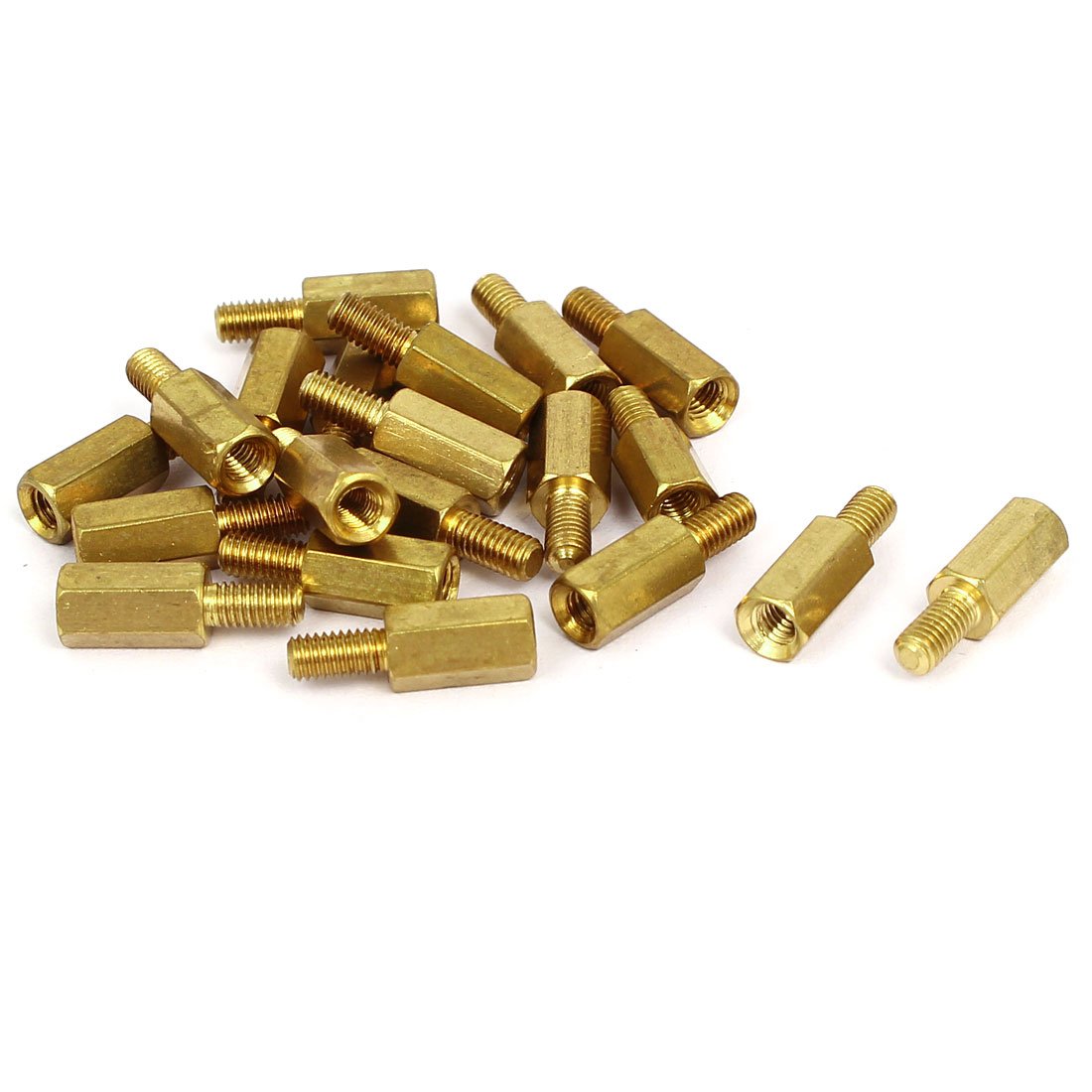 Sourcingmap M3 x 10mm+6mm Male to Female Thread Brass Hex Pillars Standoff Spacers 20PCS
