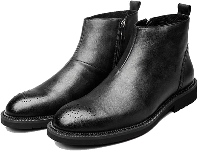 Amazon Yybo ブーツ メンズ ショートブーツ ヒールブーツ サイドジップ 本革 レザー 革靴 黒 プレーントゥ ポインテッドトゥ 紳士靴 男性の メンズシューズ 大人 かっこいい おしゃれ 秋 冬 チェルシーブーツ Yybo ブーツ