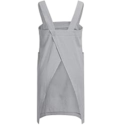 YESDOO Cotton Linen Apron Cross Back Apron for
