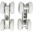 COMOK Zinc Alloy 4-Wheel Metal Hanging Sliding Wardrobe Closet Door Roller Set Pulley Hardware for Furniture Hardware Wheel 2Pcs
