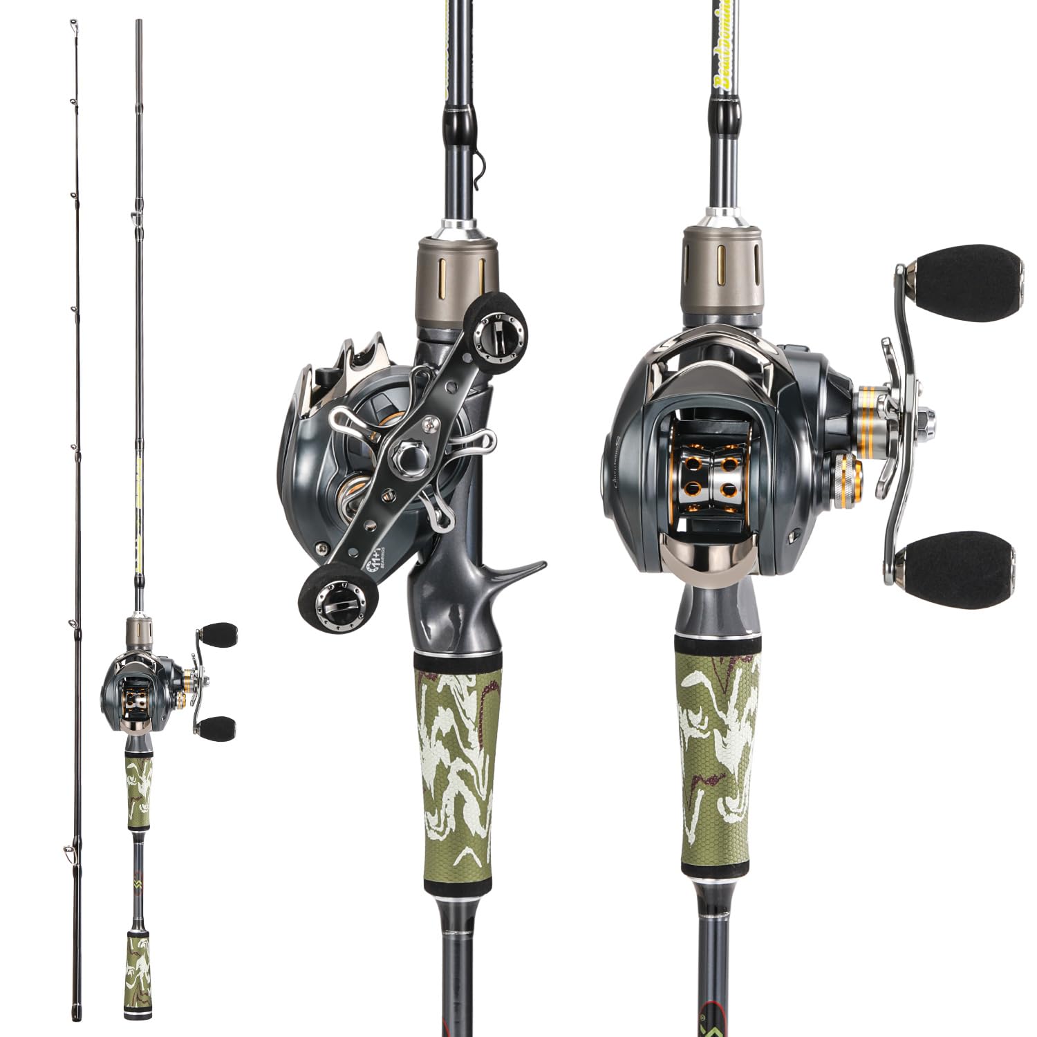 sougayilang baitcaster combo, 2-piece m/mh 30+24ton graphite rod, 7.0:1 gear ratio, 11+1 bearings re
