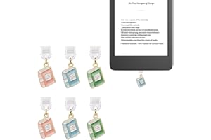 meeeyya 6Pcs Dust Plug Charm Compatible with Kindle Paperwhite 2021，Book Dust-proof Plugs, Type C/USB C Dust Plugs, Gift for Book Lover Readers Men Women