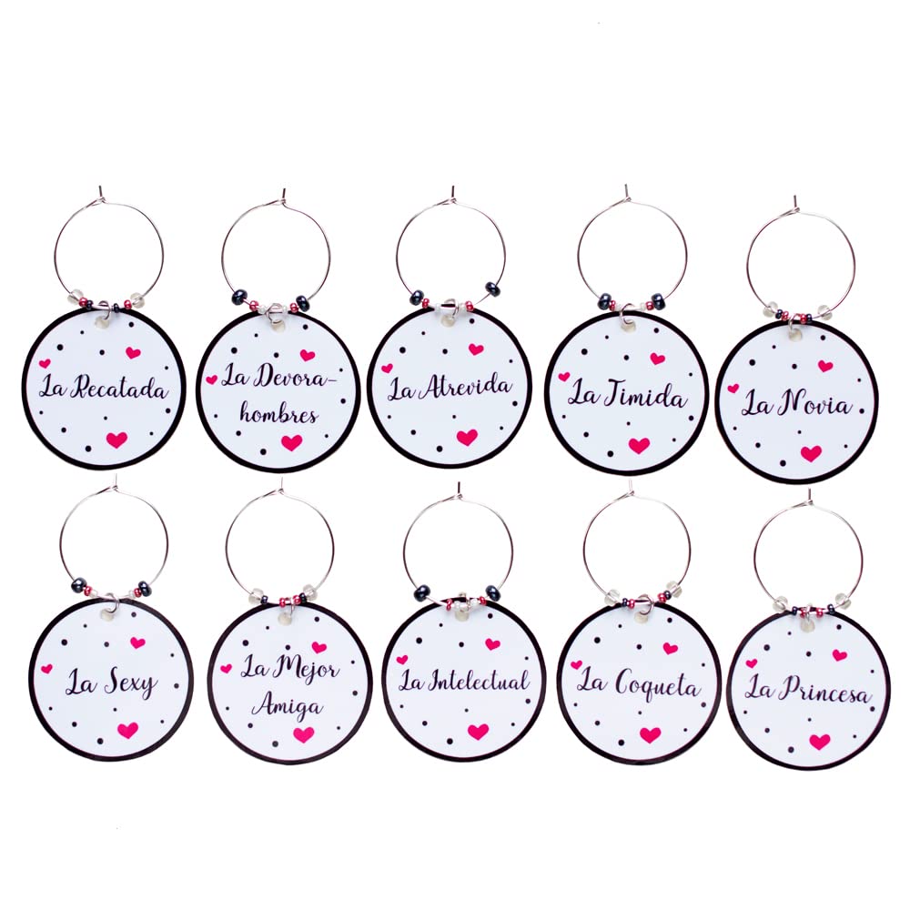 My Berry Own - Brand glasses bachelorette party, bridal shower party decoration, rings for glasses 10 units, 10 unidades, Paper, Beads