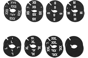 NAHANCO CBWKIT3, Black Round Clothing Rack Size Dividers, White Print for Home or Clothing Store, XXS-XXL, Kit of 16 (7 Sizes and Blank, 2 pcs. each)