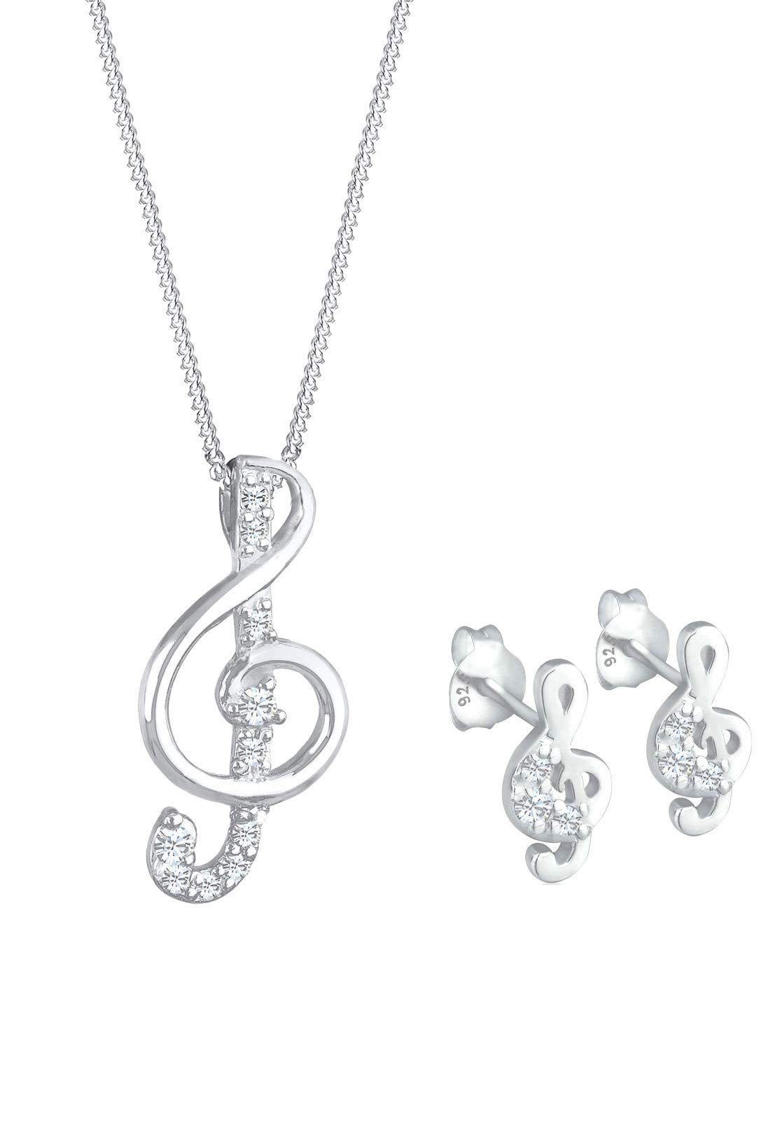Elli Jewelry Set Clef Crystals 925 Sterling Silver