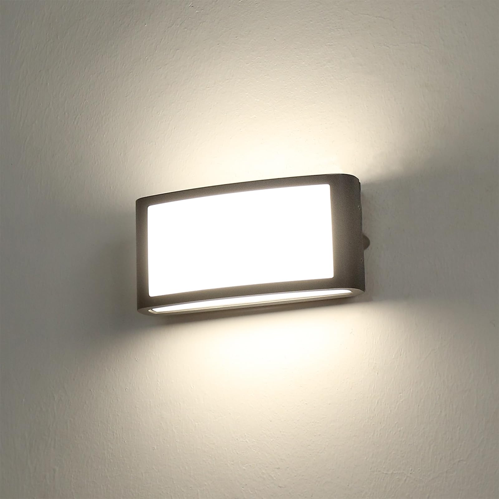 HLFVLITE LED Outside Wall Light, Aluminum Outdoor Wall Lamp Exterior Garden Sconce, IP54 Waterproof, 930LM 4000K Natural White, Anthracite Gray