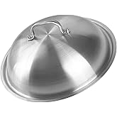 SUNRISE Heavy Duty Stainless Steel Wok Lid/Cover Dome (34cm), Fits 14" Wok
