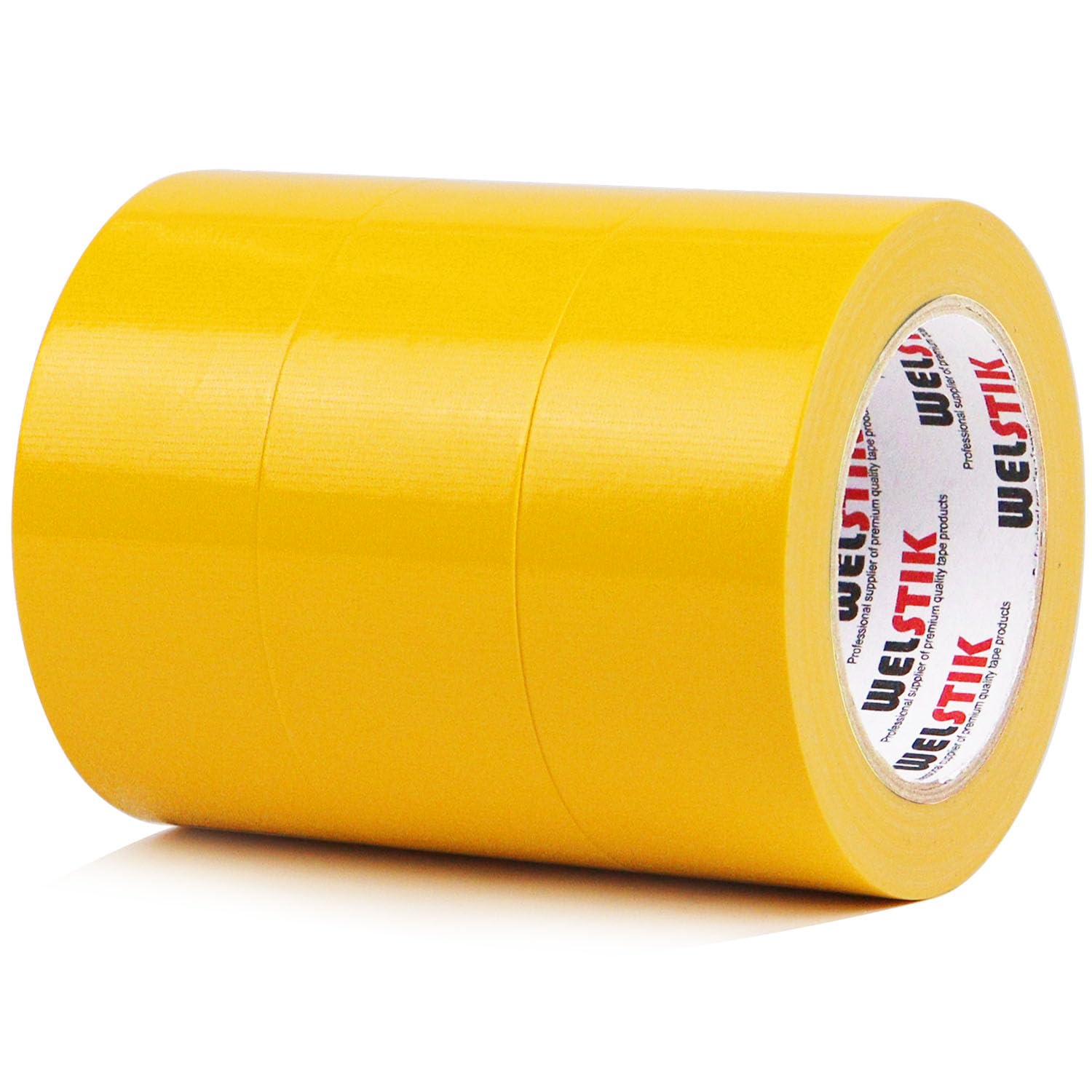 WELSTIK Professional Duct Tape 3 Pack 48mm x 27m Waterproof Tape Fabric Coloured Gaffer Tape for Repairs, DIY, Crafts, Indoor and Outdoor Use,Yellow