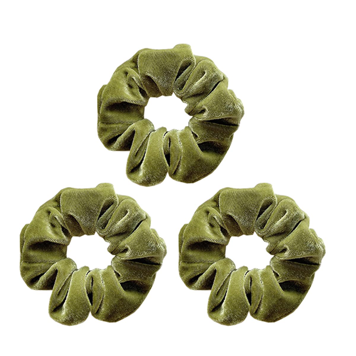 scicent Scrunchies for Women and Girls Velvet Scrunchy for Hair, Cute Colors Elastic Thick Bands, Soft Ropes Ponytail Holder Hair Accessories, 3 Pack, Green 773011