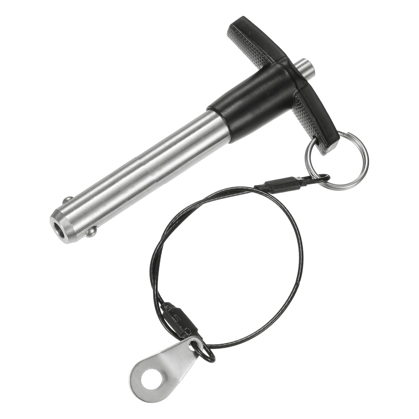 M METERXITY T Handle Lock Pin, 15/32" [12mm] Dia., 1-31/32 [50mm] Usage Length Push-Button Quick Release Locking Pins W Lanyard Cable for Speaker/Aviation/Gym/Machine [304 Stainless Steel]