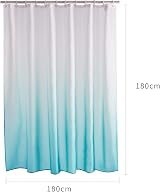 Furlinic Shower Curtain 180x180cm Polyester Waterproof 12 Hooks White Turquoise view 6