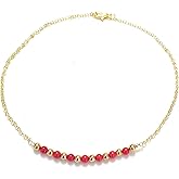 BOOT JEWELRY SHOP Plus Size Red Coral 12 Inch Anklet Plated Gold Bead Ankle Bracelet Chain Gift Boxed Plus XL