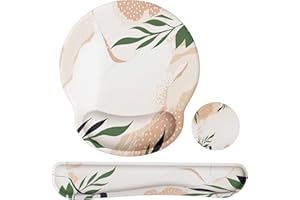 iLeadon Mouse Pad with Wrist Rest Set, Ergonomic Mouse Pad with Non-Slip Base for Computer Home Office Decor, Easy Typing & Pain Relief Mouse Pad Wrist Support, Abstract Plant