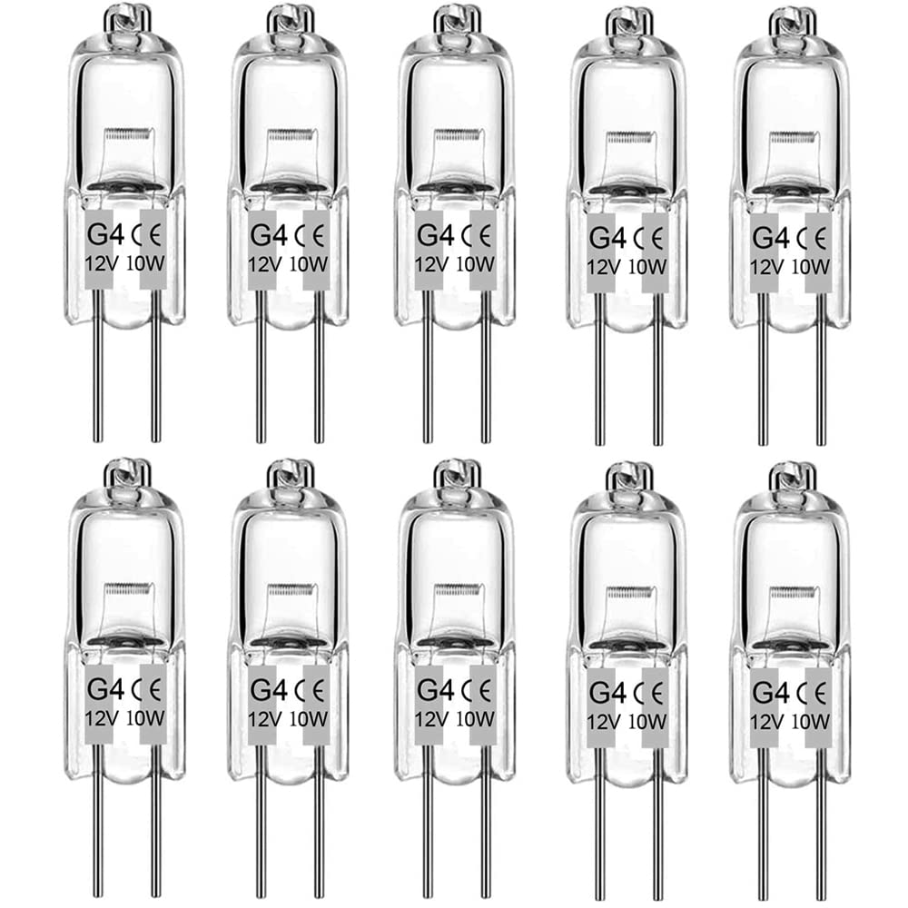 BXXKXMC G4 Halogen Light Bulbs 10W 12V Clear Capsule 2 Pin Lamp Bulb Halogen Pin Base Warm White Dimmable