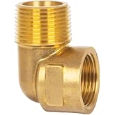 KAINGA 90 Degree Elbow, 3/4" NPT Male &times; 3/4" NPT Female Brass Pipe Fitting, Street Elbow Adapter for Propane, Oil, Gas, Air Flow Systems, Corrosion Resistant, 1200 PSI Rated, 1 Pack