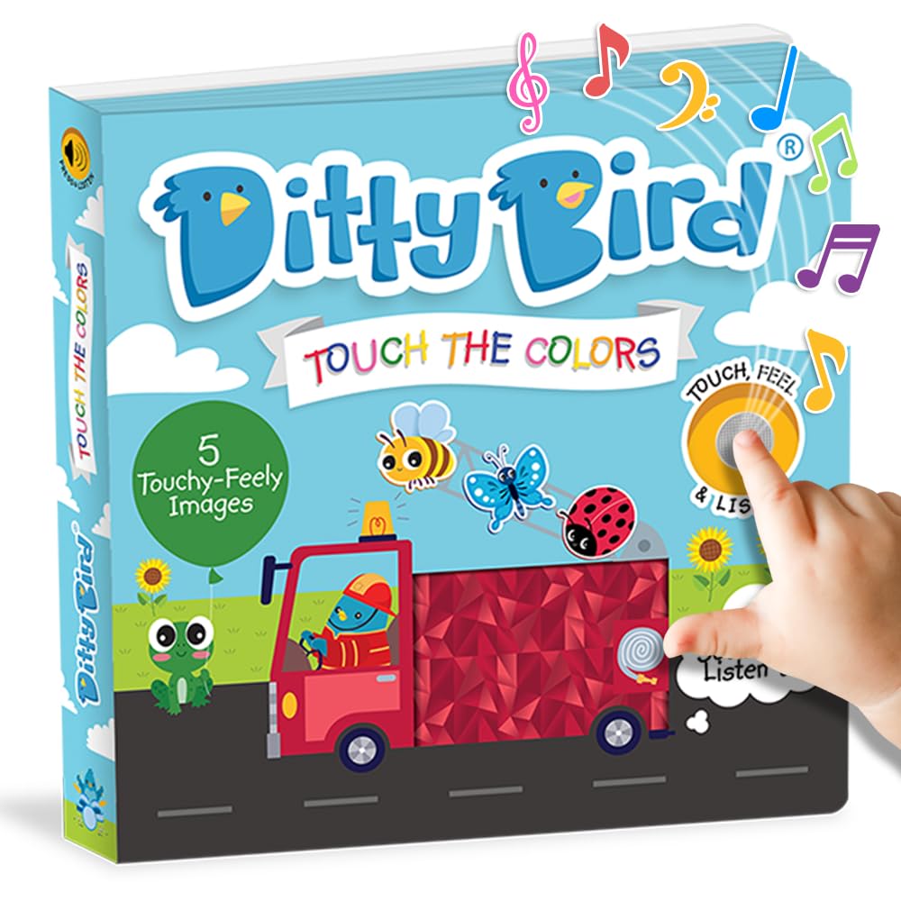 DITTY BIRD Touch & Feel Colors Edition Musical Books | Fun Montessori Toys & Learning Resources | Sensory Toys for Kids | Interactive Toddler Books For 1 Year Old to 3 Year Olds | Sturdy Baby Book