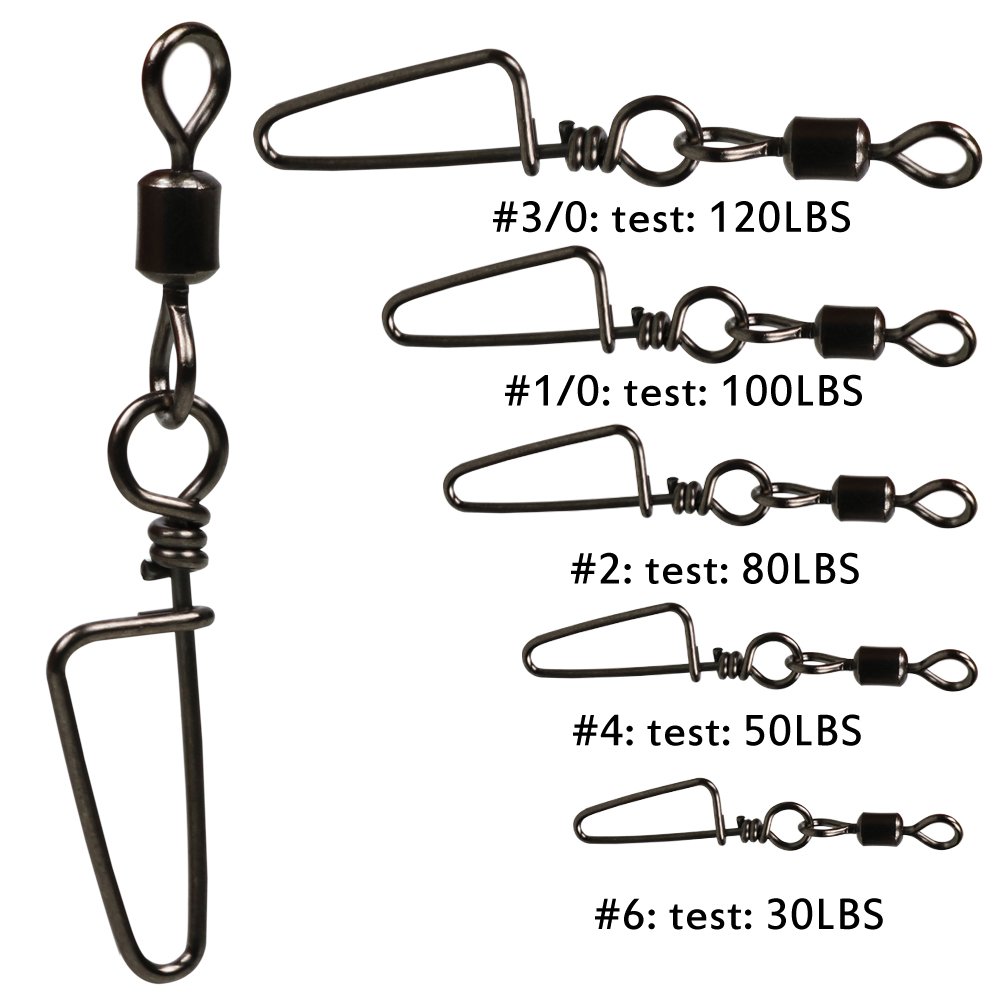 Sougayilang Fishing Rolling Swivel with Coast Lock Snap Stainless Steel