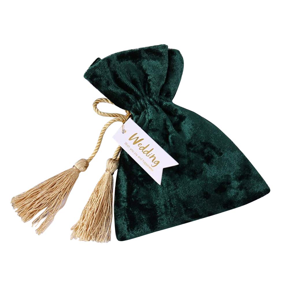 JYCRA 10 Pack European Bundle Velvet Bag, Creative Wedding Favor Gift Bags Drawstring Candy Bags Jewelry Pouch (Green)