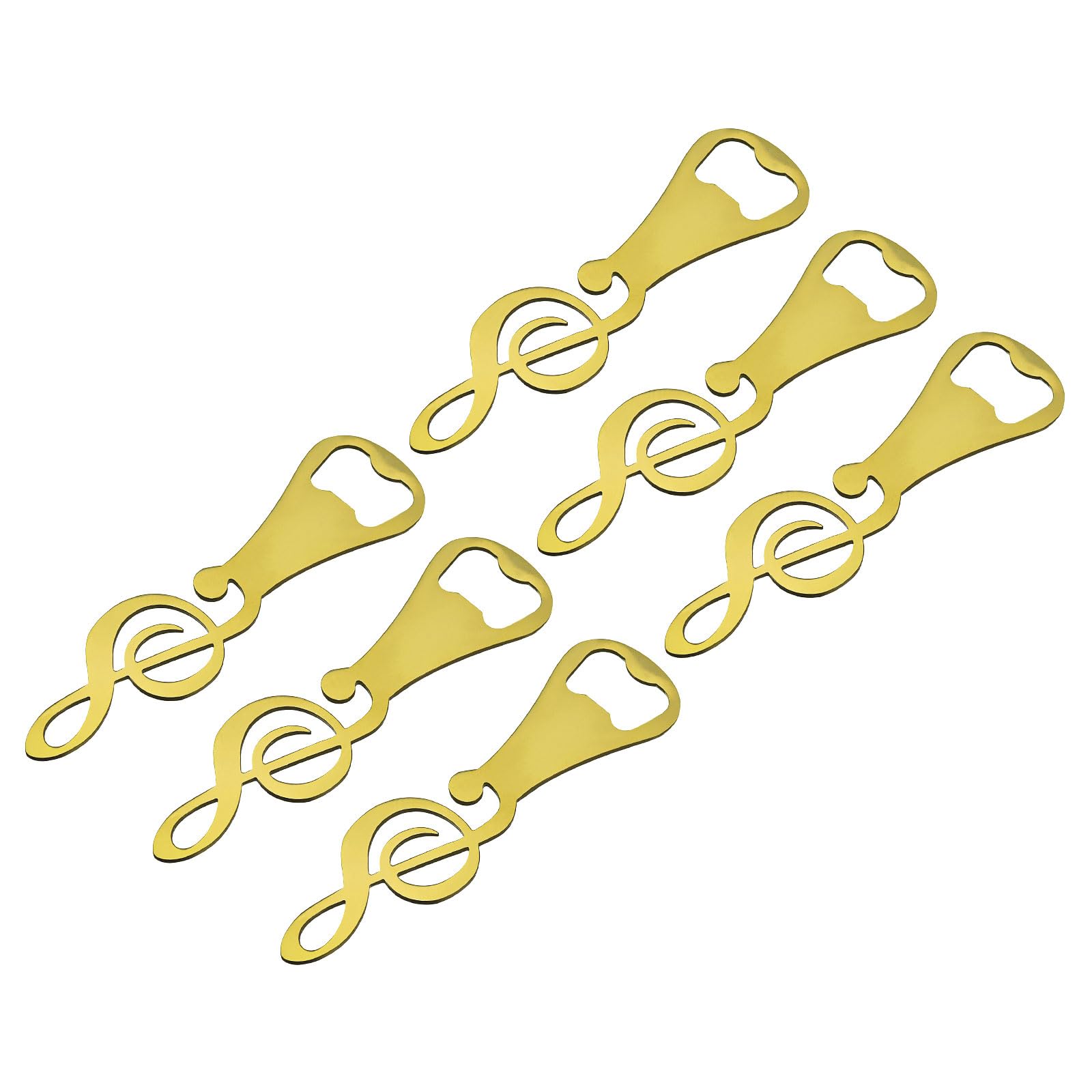 uxcell Bottle Opener, 6pcs - Metal Beer Bottle Opener, Music Note Flat Bottle Openers, Cool Gifts for Music Lovers, Bartender (Gold)