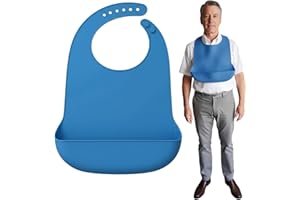 Tiwerlfe Silicone Adult Bib, Adjustable and Washable Bib for Men & Women, Waterproof for Elderly with Crumb Catcher
