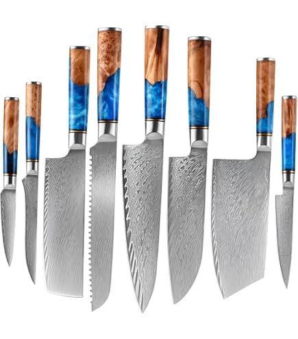 Amazon.com: The Epicurean Cook Tidal Black 8pc Damascus Knife Set