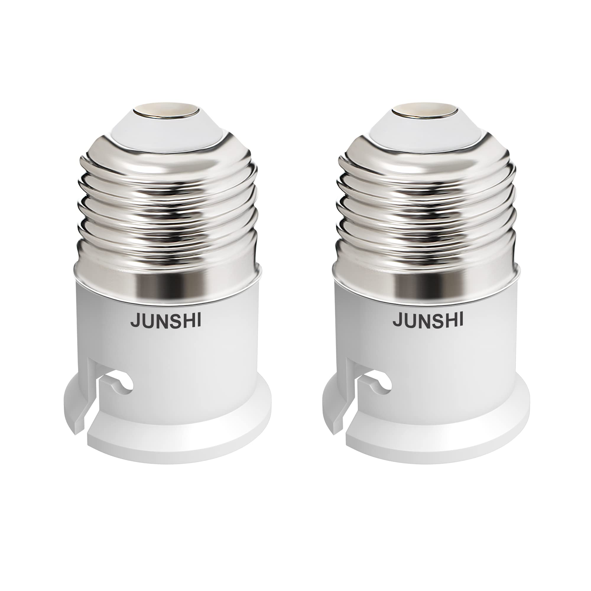 JUNSHI 2-Pack E27 to B22 Adapter Lamp Socket Converter Maximum Wattage 200W Heat Resistant up to 150℃ Fire Resistant Converts E27 Edison Screw Fitting to B22 Bayonet-in Socket