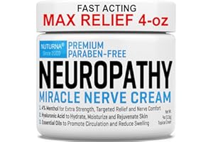 NUTURNA Neuropathy Nerve Relief Cream - Premium Nerve Cream 3X Action for Targeted Relief and Soothing Nerve Comfort - Maximum Strength with 4% Menthol Arnica MSM for Feet Hands Legs Toes & Back - Large 4 Oz