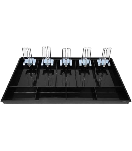 Volcora Cash Drawer Tray - 11.7x10.3x2.3 Inch Money Organizer With 4 Bill & 5 Coin Compartments