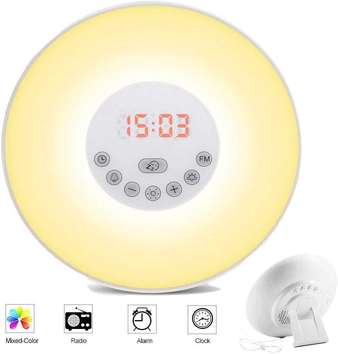 Wake Up Light Sunrise Alarm Clock, Lifebee 7 Colors with Sunrise Simulation, Snooze Function, Sunset Simulator Night Light, Multi Light Modes, Touch Control for Bedroom