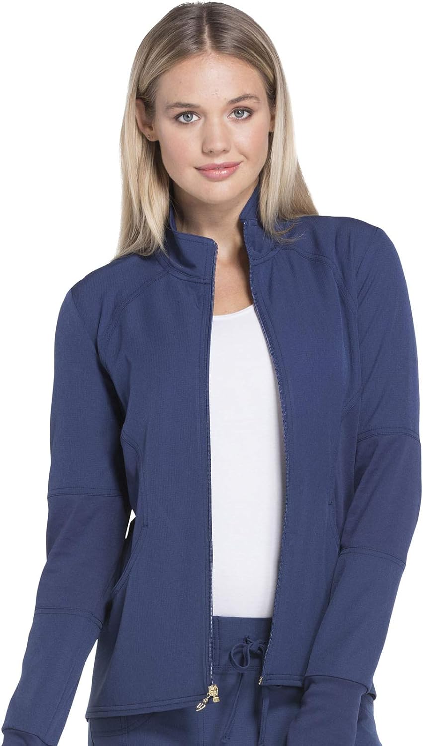 HeartSoul HS315 Women's Zip Front Warm-Up Solid Scrub Jacket: Clothing