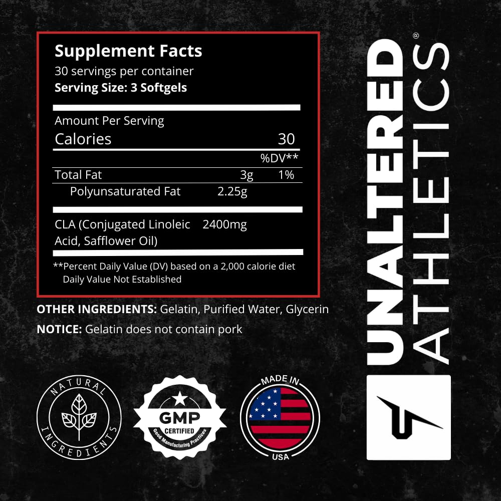 UNALTERED Belly Fat Burner for Men - Natural Weight Loss Pills to Support Reduced Body Fat, Preservation of Lean Muscle Mass, and a Healthy Metabolism - CLA Dietary Supplement - 90 Softgel Capsules