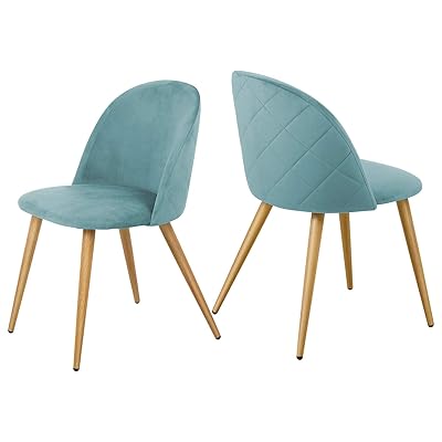 Kealive Modern Velvet Accent Dining Chairs with Metal Legs, Green