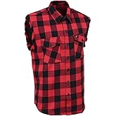 Milwaukee Leather MNG11692 Men’s Classic Black and Red Button-Down Flannel Cut Off Frayed Sleeveless Casual Shirt