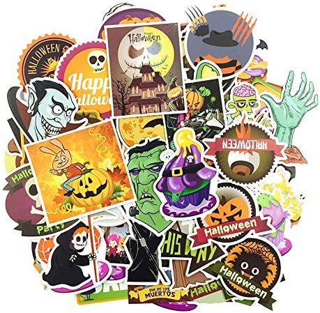 TUDUDU 50 Pcs Halloween Stickers For Laptop Luggage Car Styling Home Decor Cool Funny Waterproof All Saints' Day Sticker For Kids