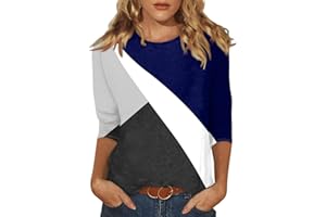 slqdgmryz 3/4 Length Sleeve Womens Tops Summer Three Quarter Striped Shirts Dressy Casual Printed Tunic Tops Women Blouses