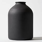 Large Black Vase for Flowers Decor Living Room - 8.6in Tall, Matte Black Arlo Vase for Dining Coffee Table Centerpieces, Wabi Sabi Decor, Big Decorative Modern