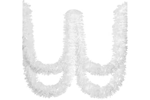 Ceenna 150 Feet Christmas Tinsel Garland Metallic Twist Garland Shiny Hanging String Ornaments for Christmas Tree Party Supplies Indoor and Outdoor Decoration(White)