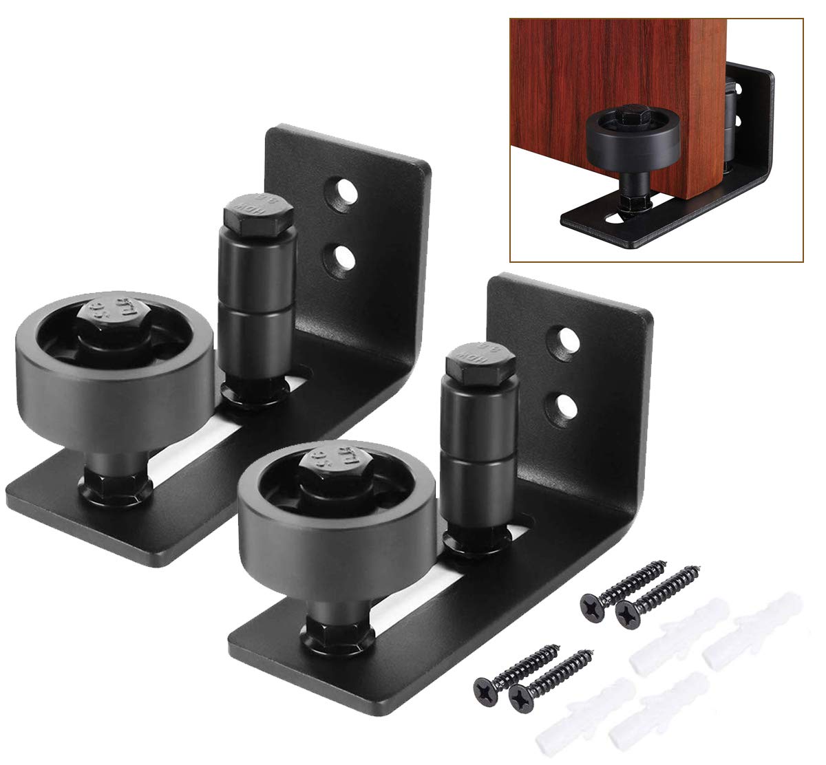 Floor Guide 2Pack Sliding Barn Door Floor Guide Roller Bottom Adjustable Stay Roller with 8 Setup Options/LWZH
