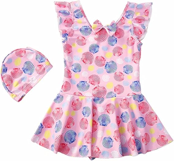 Amazon 水着 女の子 ワンピース キッズ ガールズ水着 スクール水着 スイムウエア 帽子付き 2点セット 子供水着 女児 一体型 ラッシュガード 可愛い ジュニア 水遊び 日焼け防止 水着 通販