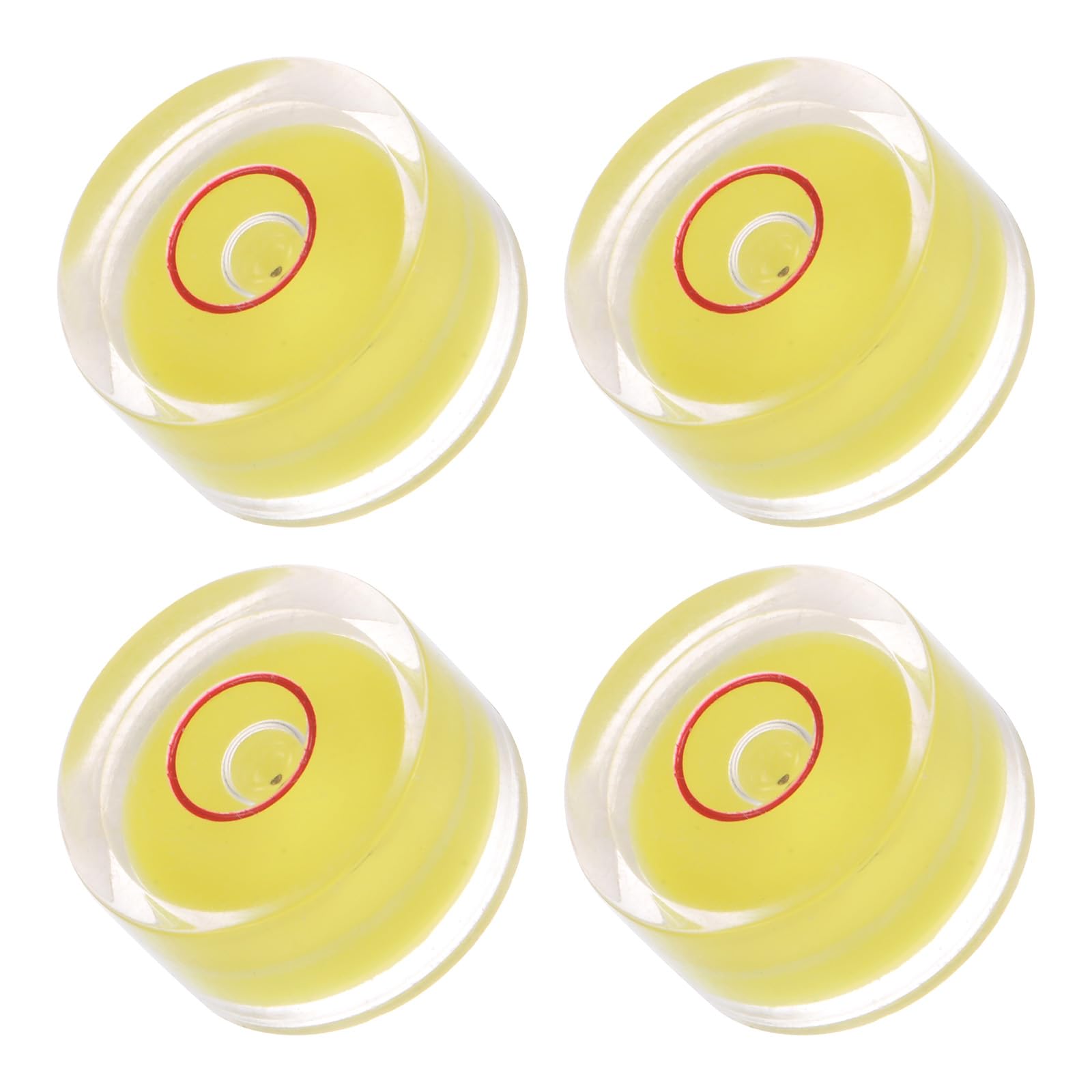 Kozelo 4pcs Small Circular Bubble Spirit Levels - [15mm Diameter 8mm Thickness] Mini Round RV Level Leveling Tools for Travel Trailer Turntable Camera, Yellow