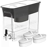 Waterdrop WFD-40L Water Filter Dispenser with 3 Filters, 35-Cup, Black | 200-Gallon Long-Life Water Filter Pitcher, Large Capacity, Reduces Chlorine, PFOA/PFOS and More, BPA Free