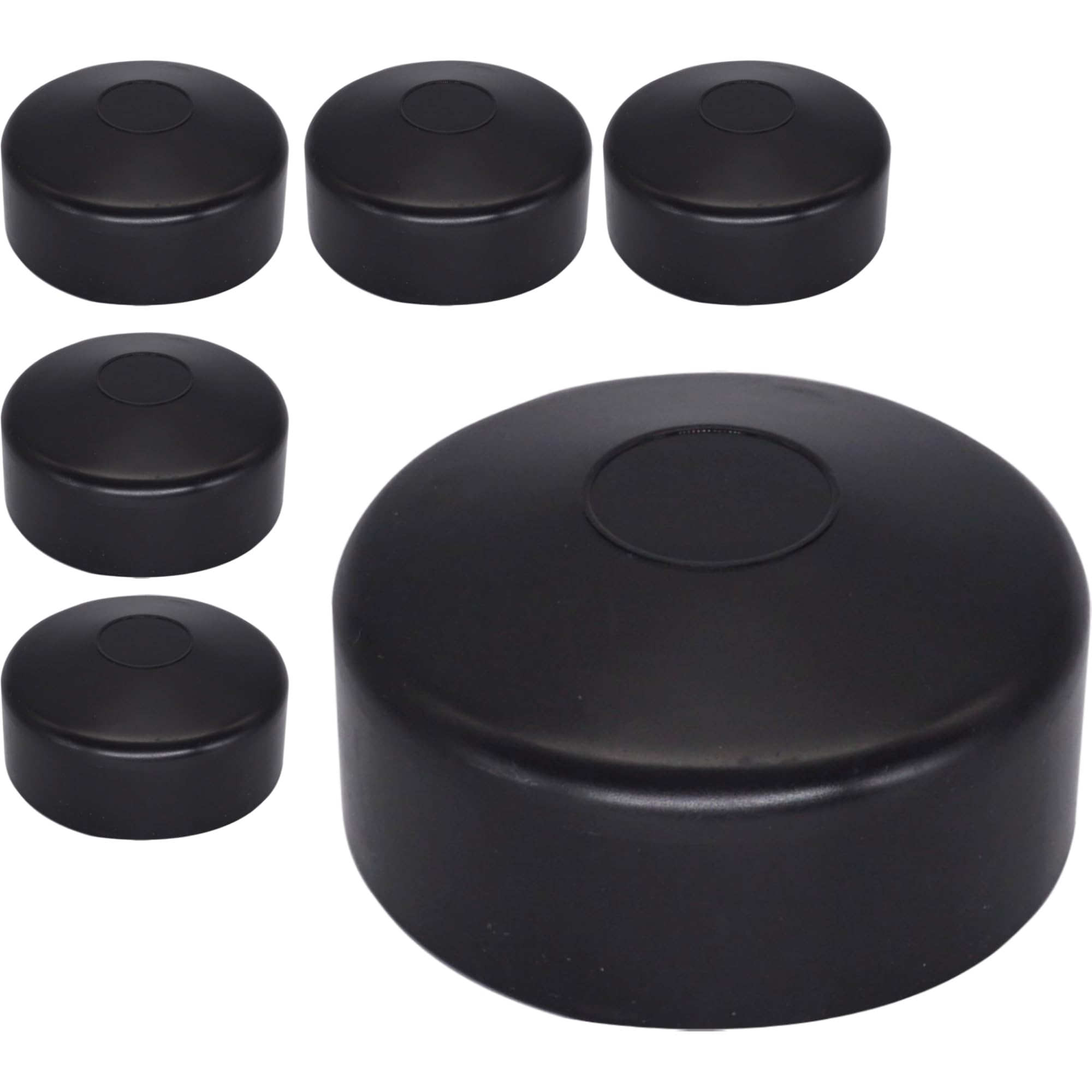 SKIR'CO (6 pcs) Fence Post Caps, Round 76 mm Black Plastic Caps for Round Fence Posts, Fence Post Covers, Black RAL 9005 Colour