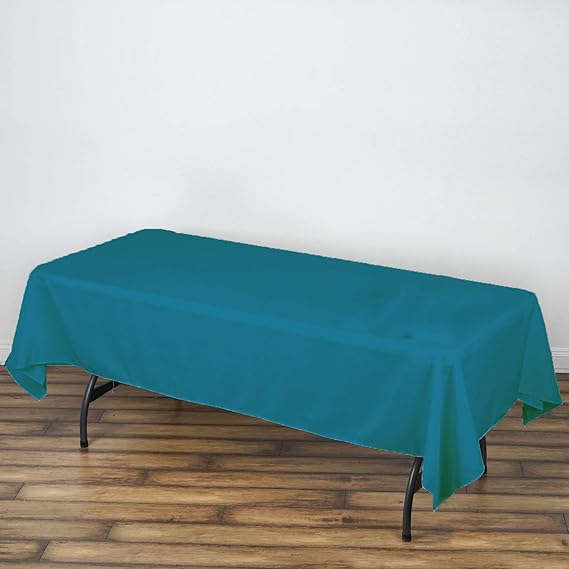 AKTrading 60 x 102Inch Rectangular Polyester Tablecloth Teal Blue Kitchen & Dining