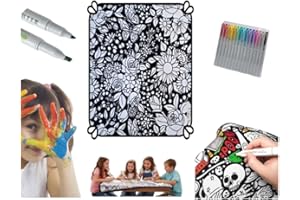 Couverture de coloriage à faire soi-même avec 15 crayons - Couverture personnalisée lavable en velours pelucheux, décoration 